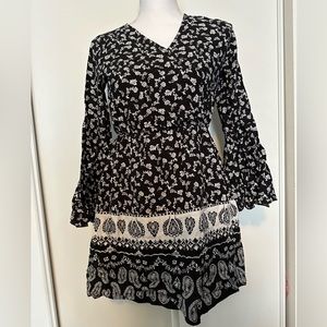 Francesca’s Blue Rain Black and White Dress